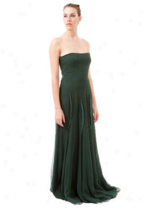 Yves Saint Laurent Green Strapless Long Silk Dress Dr-227209-ygb36-sharg-42