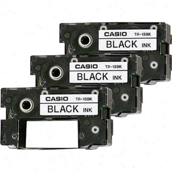 Casio Tr-18bk-3p 3-pack Of Ink Ribbon For Title Printers - Black