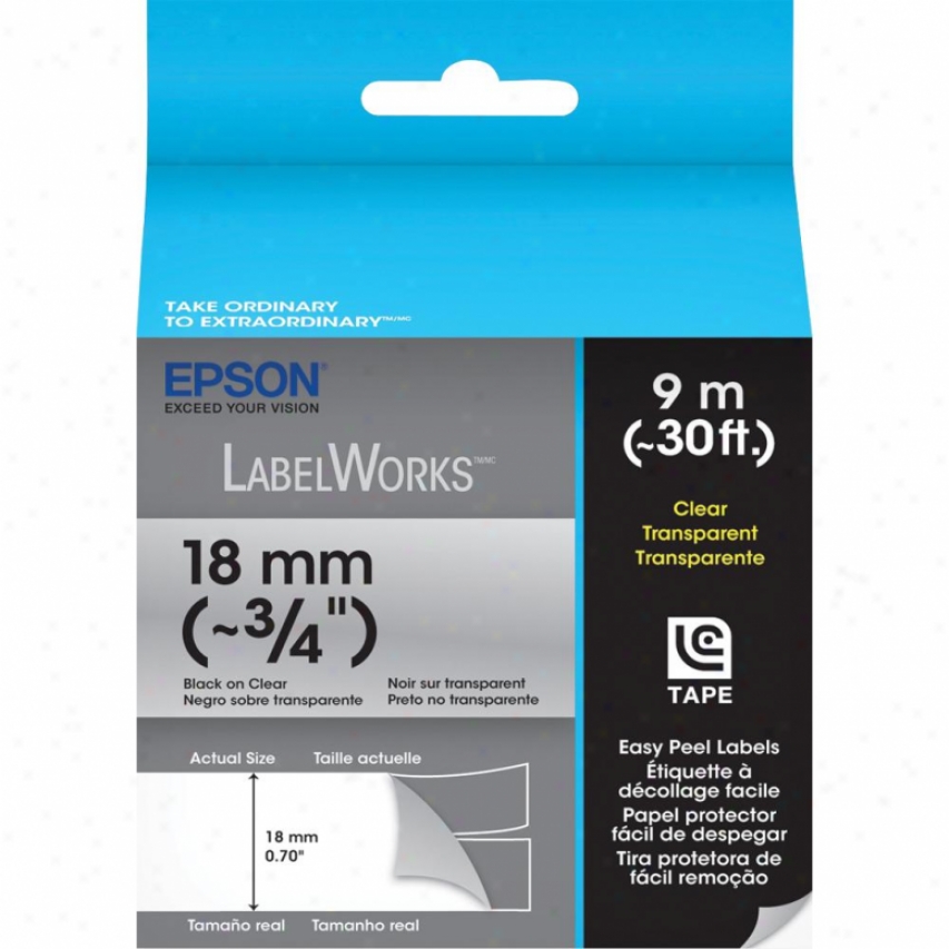 Epson Labelworks Clear Lc Tape Cartridge ~3/4" Black On Clear