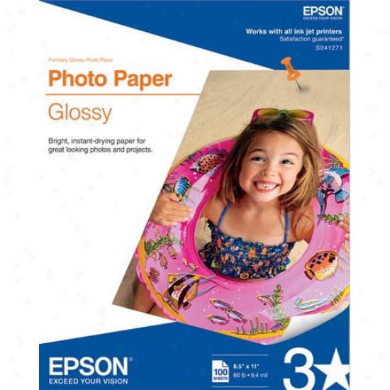 Epson S041271 Glossy 8.5" X 11" Photo Paper - 100 Sheets