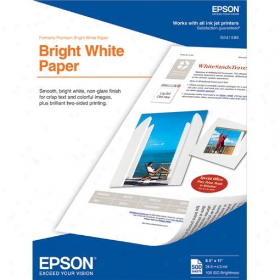 Epson S041586 8.5" X 11" Premium Bright Whitte Printer Paper - 500 Shee5s