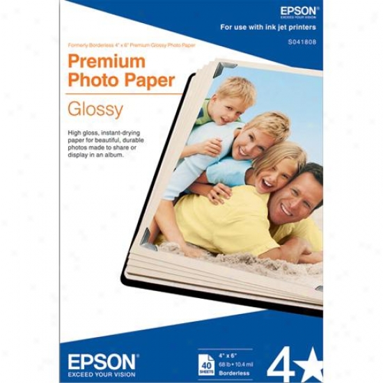 Epson S041808 4" X 6" Premium Glossy Photo Paper - 40 Pack