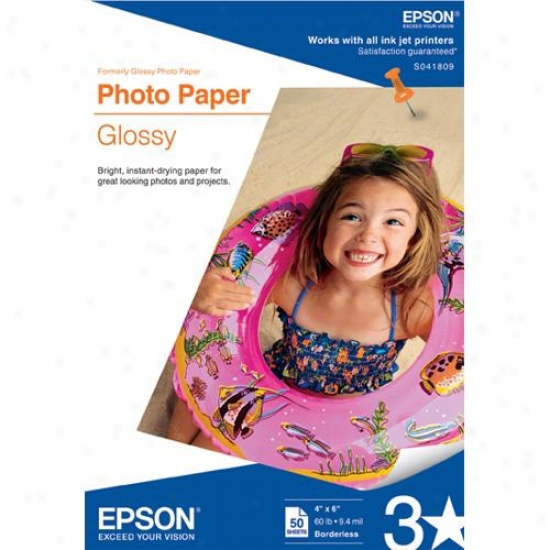 Epson S041809 4" X 6" Glossy Photo Paper - 50 Pacj