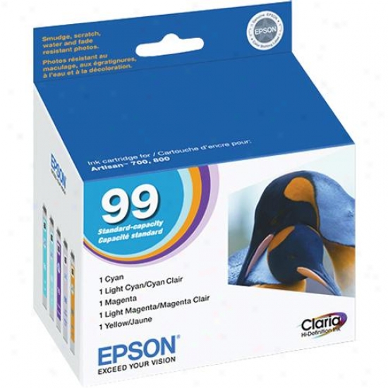 Epson T099920 Claria Color Ink Cartridges, 5 Pack