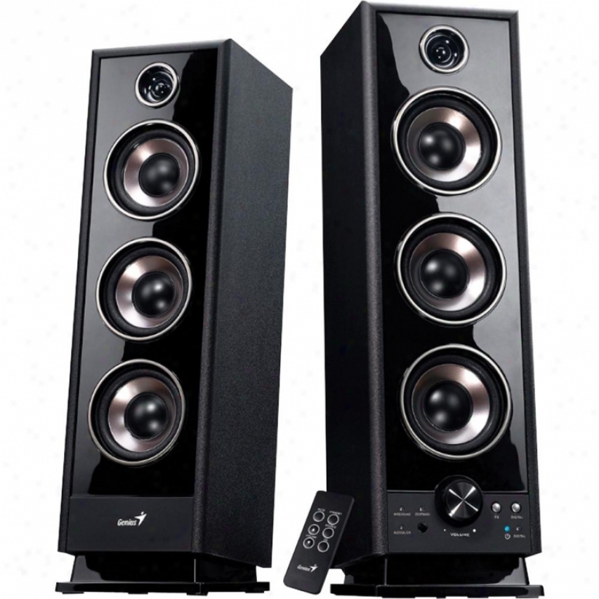 Genius Products Sp-hf2020 60w 4 Wsy Wood Speakers - Black