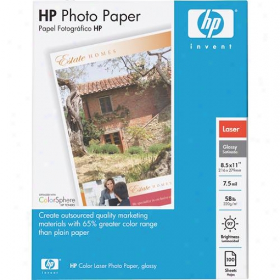 Hp Color Laser Glossy Photo Document, 100 Sheets, 8.5 X 11-inch