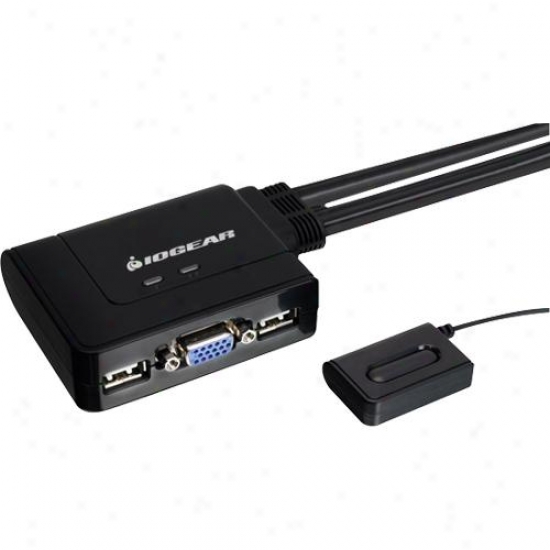 Iogear Gcs22u 2-port Usv Kvm Switch With Cables And Rdmote