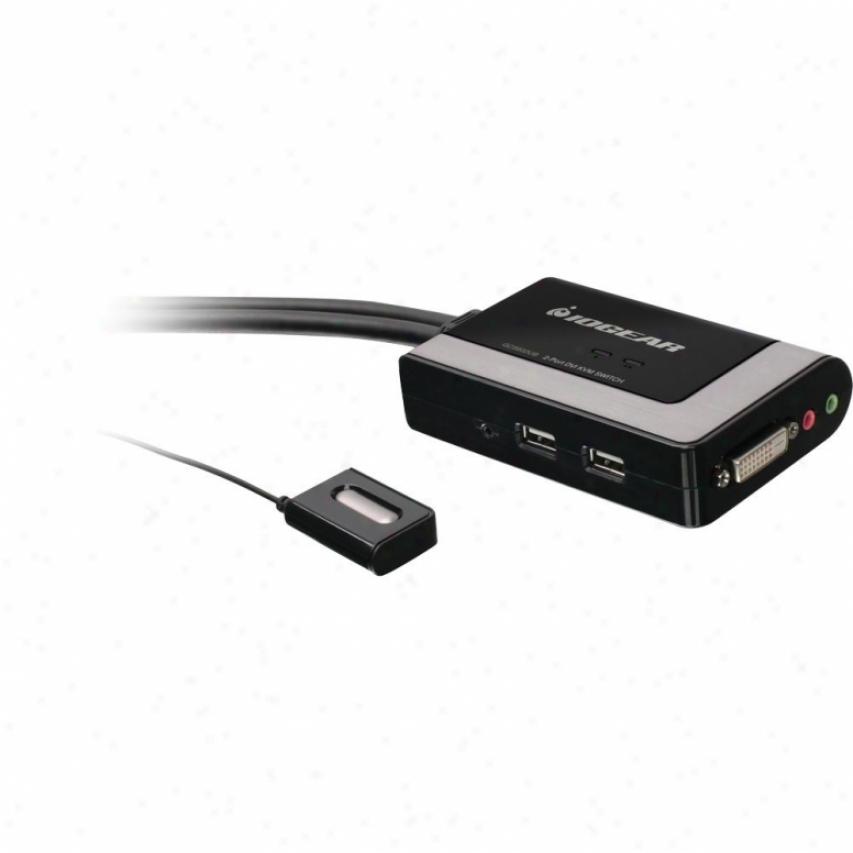 Iogear Gcs932ub 2-port Usb Dvi-d Cable Kvk With Audio & Mirophone