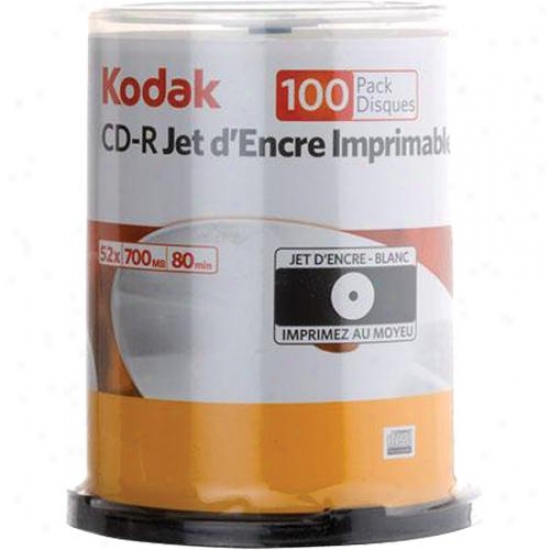 Kodak White Inkjet Printable 52x Cd-r Media 100-pack Spindle - 22300