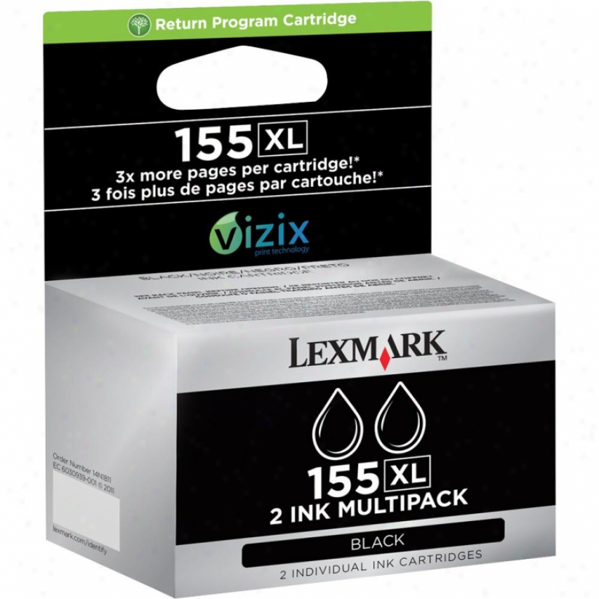 Lexmark 155xl Black Twin Pack High Yield Answer Program Ink Cartridge - 14n1807