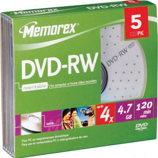 Memorex 4x Dvd-rw W/ Slimline Jewel Case 5-pack