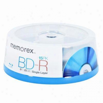 Memorex Bd-r 15pk 6x 26gb Silver Wp