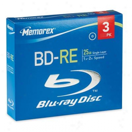 Memorex Bd-re 25gb 4x 3pk Jewel Caes