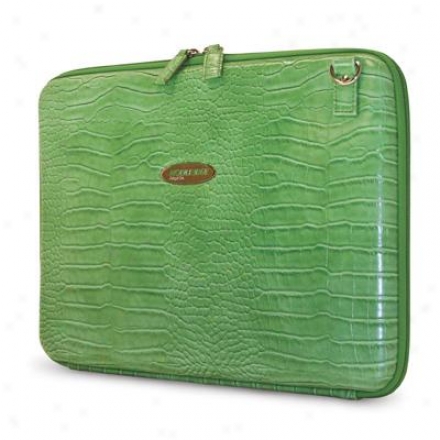 Changeable Edge Faux Croc Portfolio Green