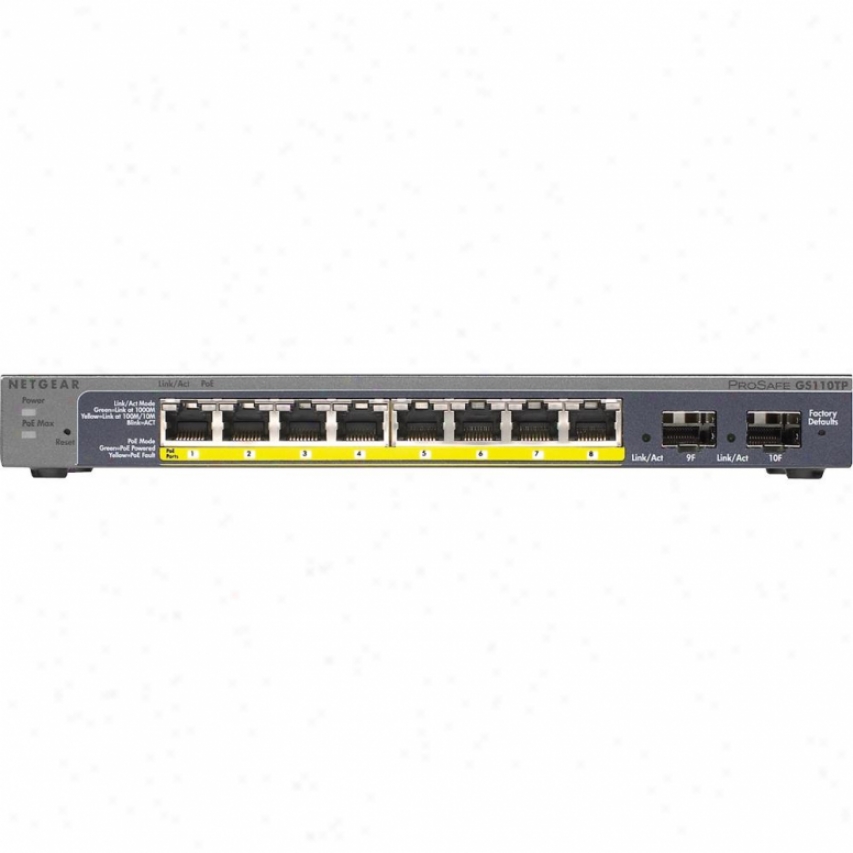Netgear Prosafe 8-port Gigabit Poe Smart Switch W/ 2-gigabit Fiber Sfp