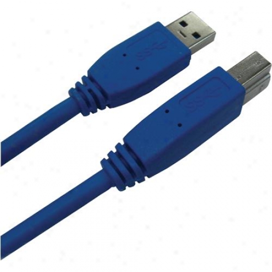 Qvs 10ft Usb 3.0 Compliant 5gbps Type A Male To B Male Blue Cable
