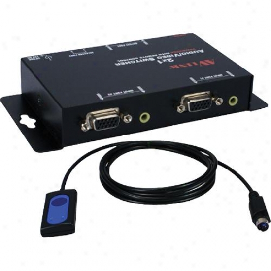 Qvs 2x1 250mhz 2-port Vga Video/audio Share Switch W/ Remote Control Cable