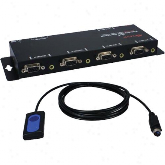 Qvs 4x1 250mhz 4-port Vga Video/audio Share Switch W/ Remote Control Cable