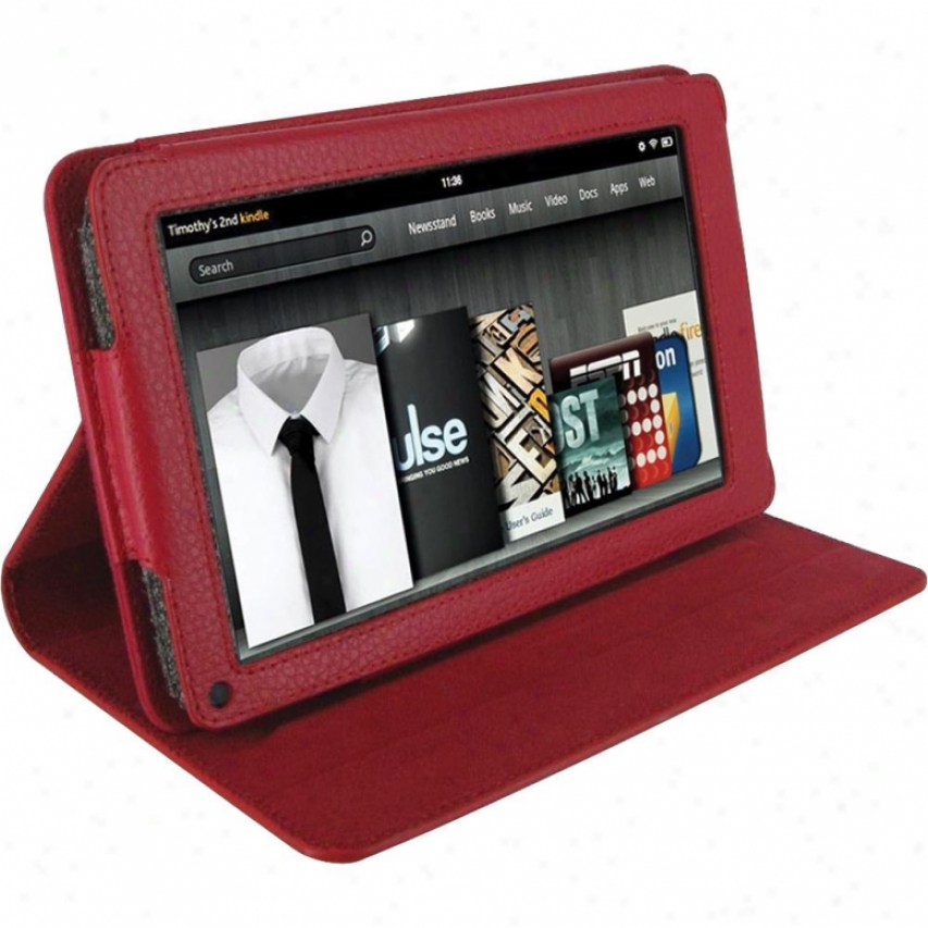 Roocase Dual-view Multi Angle Leather Case Cover For Kindle Fire - Red