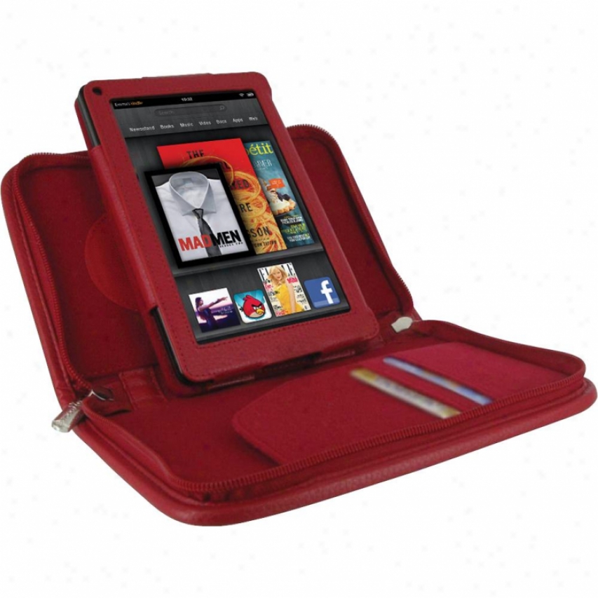 Roocase Executive Portfolio Leather Case For Amazon Kindle Fire - Red