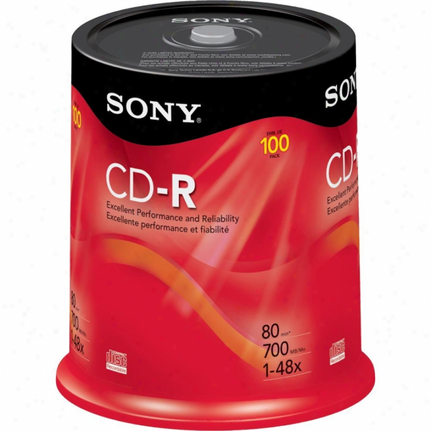 Sony 100cdq80ls3 Recordable 80 Minute Cd-r Media - 100 Pack