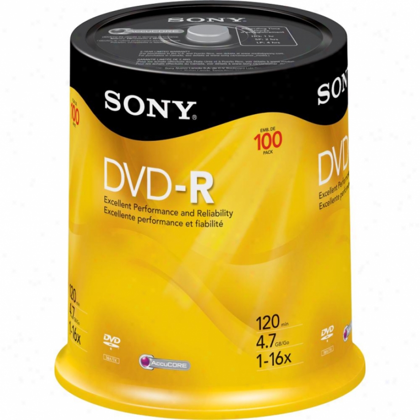 Sony 100dmr47rs4 16x Dvd-r Recordable Dvd Media (4.7gb) - 100 Pack Axis