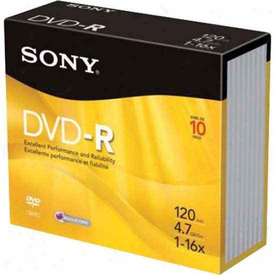 Sony 10dmr47r4 1x6 Dvd-r Recordable Dvd Discs - 10 Pack