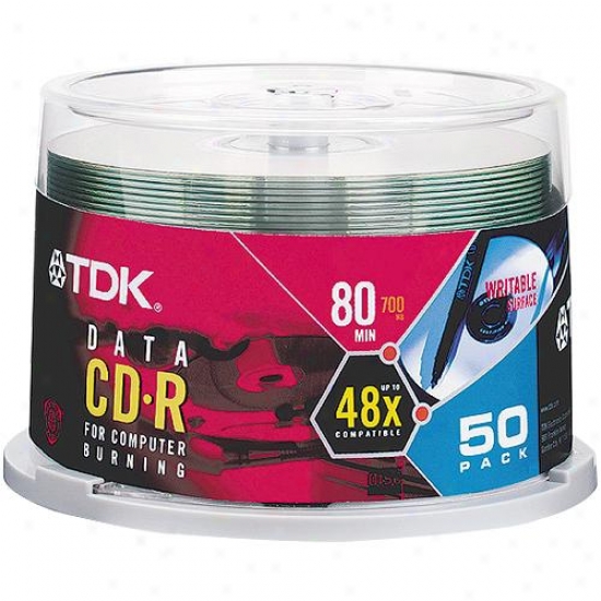 Tdk Cd-r80hscb-50 50-pack Of 48x Compatible, 700mb (80 Minute) Cd-r Discs