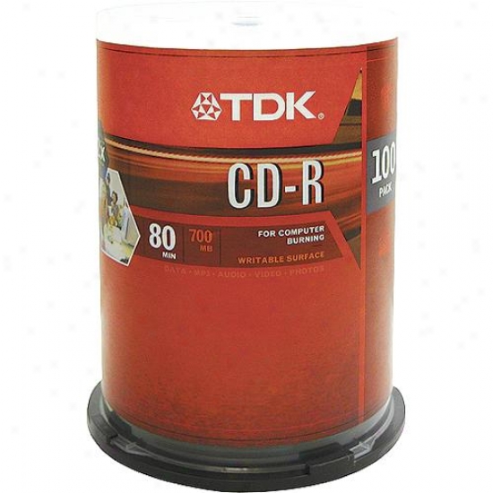 Tdk Cdr80ncb100 100-spindle Of Blank 80 Mnute Cd-r Discs