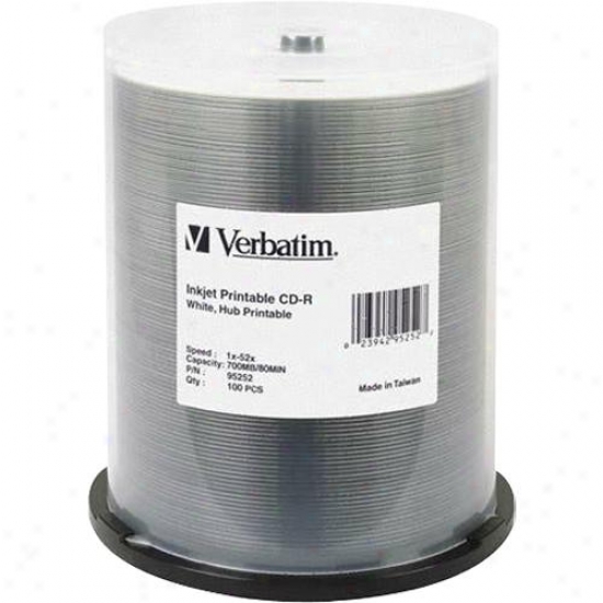 Verbatim Cd-r 80-minute 700mb 52x 100-pack Spindle - White - 95252
