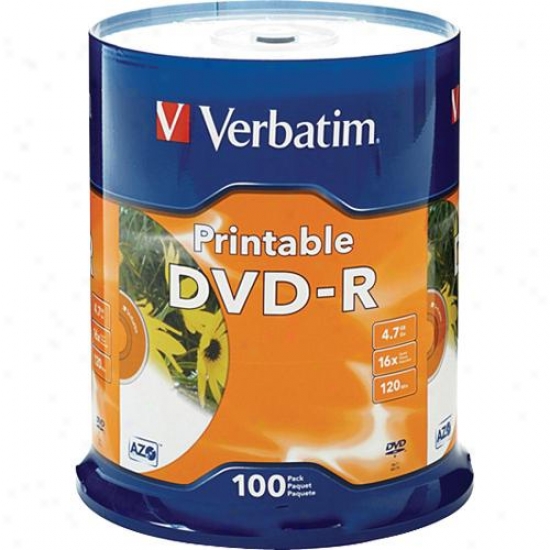 Literally Dvd-r White Inkjet Printable Recordable Discs Vbt Ver95153