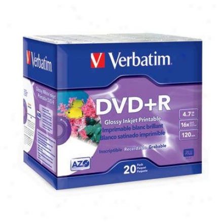 Verbatim Dvd+r 4.7gb 16x Wht Inkjet 20p