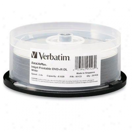 Verbatim Dvd+r Dl Wht Inkjet 20pk Spin