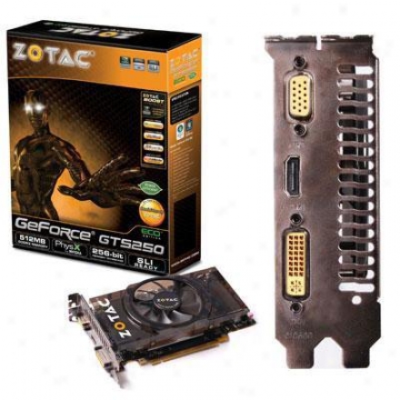 Zotac Eco Geforce Gts 250 512mb Gddr Pcie 2.0 X 16 Video Card - Zt-20110-10p