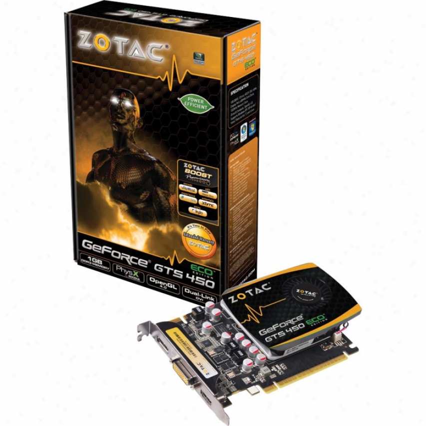 Zotac Eco Geforce Gt 450 1gb Gddr3 Pci Express 2.0 X16 Video Card- Zt-40508-10l