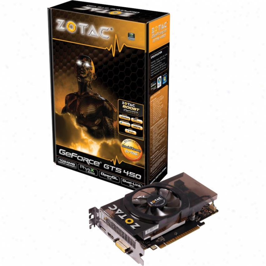 Zotac Geforce Gts 450 1gb Gddr3 Pci Express 2.0 X16 Video Crd - Zt-40506-10l