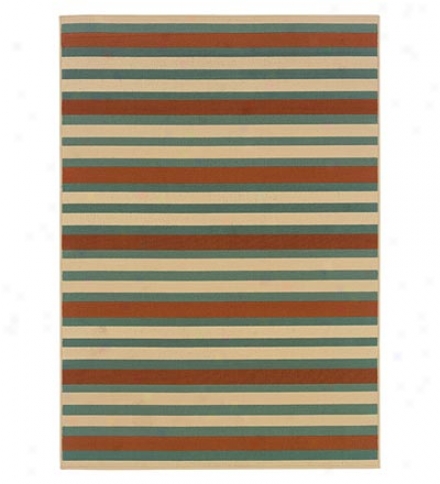 100% Polypropylene Stripes Indoor Outdoor 7.10' Rkund Rug