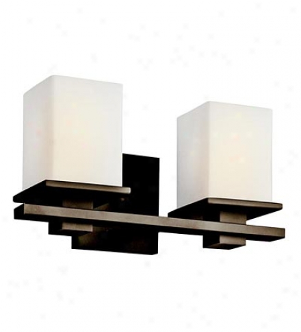 2-light Transitional Vanity Wall Sconce With Satin-etched Opal Shades