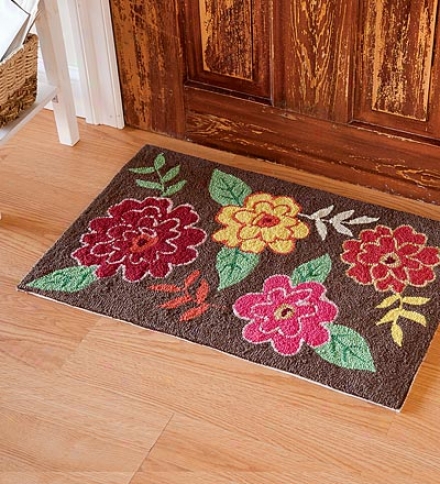 20"w X 30"l Hand-hooked Washable Chrysanthemum Rug