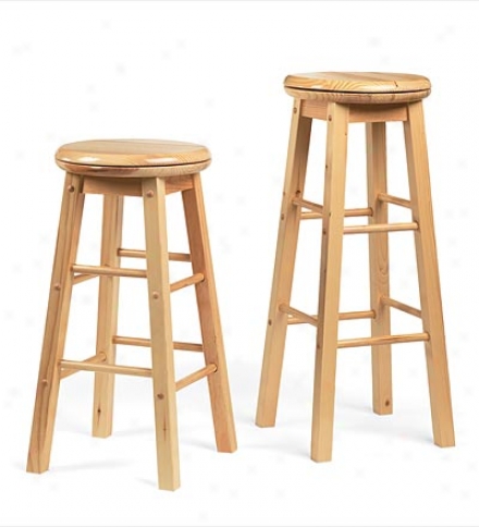 30" Solid Natural Pine Swivel Bar Stool