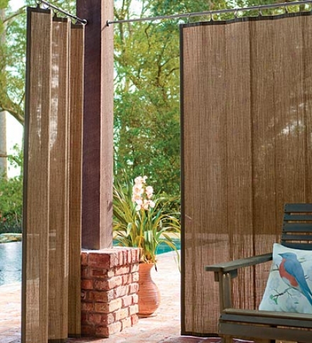 40"w X 63"l Water Resistant Outdoor Bamboo Curgain Panels In Dark Brown