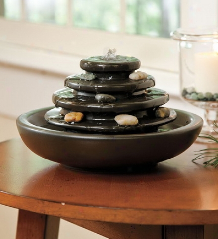 5-tier Ceramic Tabletop Fountain With Pebbles