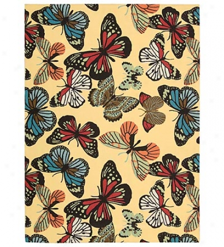 5'3" X 7'5" Butterfly Indoor/outdoor Rug