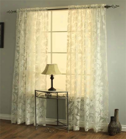 54"w X 84" Leaves Burnout Semi-sheer Curtain Panel