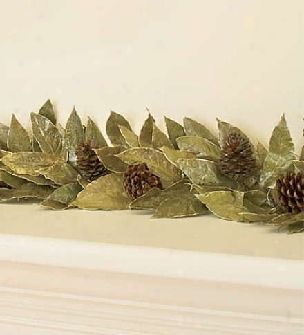 56quot;l X 10"w Gold-ecged Preserved Natural Leaves Garland