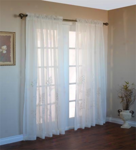 63"l Embroidered Hydrangea Sheer Curtain Panel