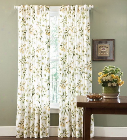 63"l Falling Leaves Lined Cotton Curtain Panel