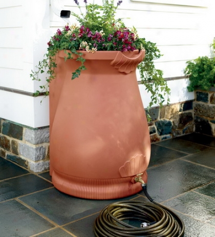 65-gallon Rain Barrel Urn With A Self-draining Planter