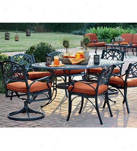 7-piece Bridgewater Scrolled Aluminum Dining Set With Cushions