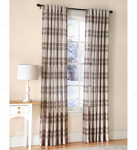 96"l Textured Linen-like Plaid Sheer Curtain Panels